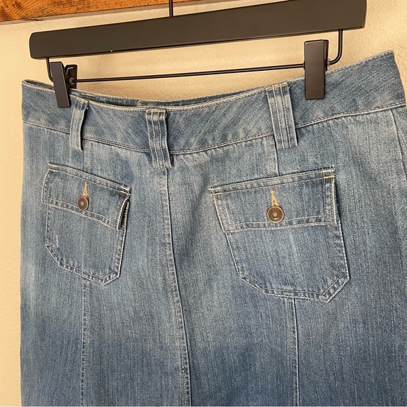 Eddie Bauer Y2K 90s Short Denim Skirt 10 Cotton Blue Jean Casual Preppy A-line - Picture 11 of 13
